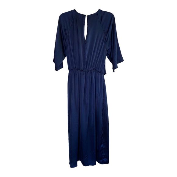 CITY CHIC woman's size 12 Sleek Tie navy blue keyhole neck asymmetrical dress - Picture 3 of 11